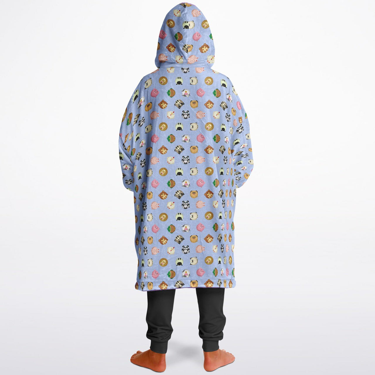 Animal 1 and Animal 2 Pattern Design Oversized Youth Reversible Hoodie