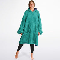 Thumbnail for Jewel Deep Amethyst and Emerald Green Oversized Reversible Hoodie