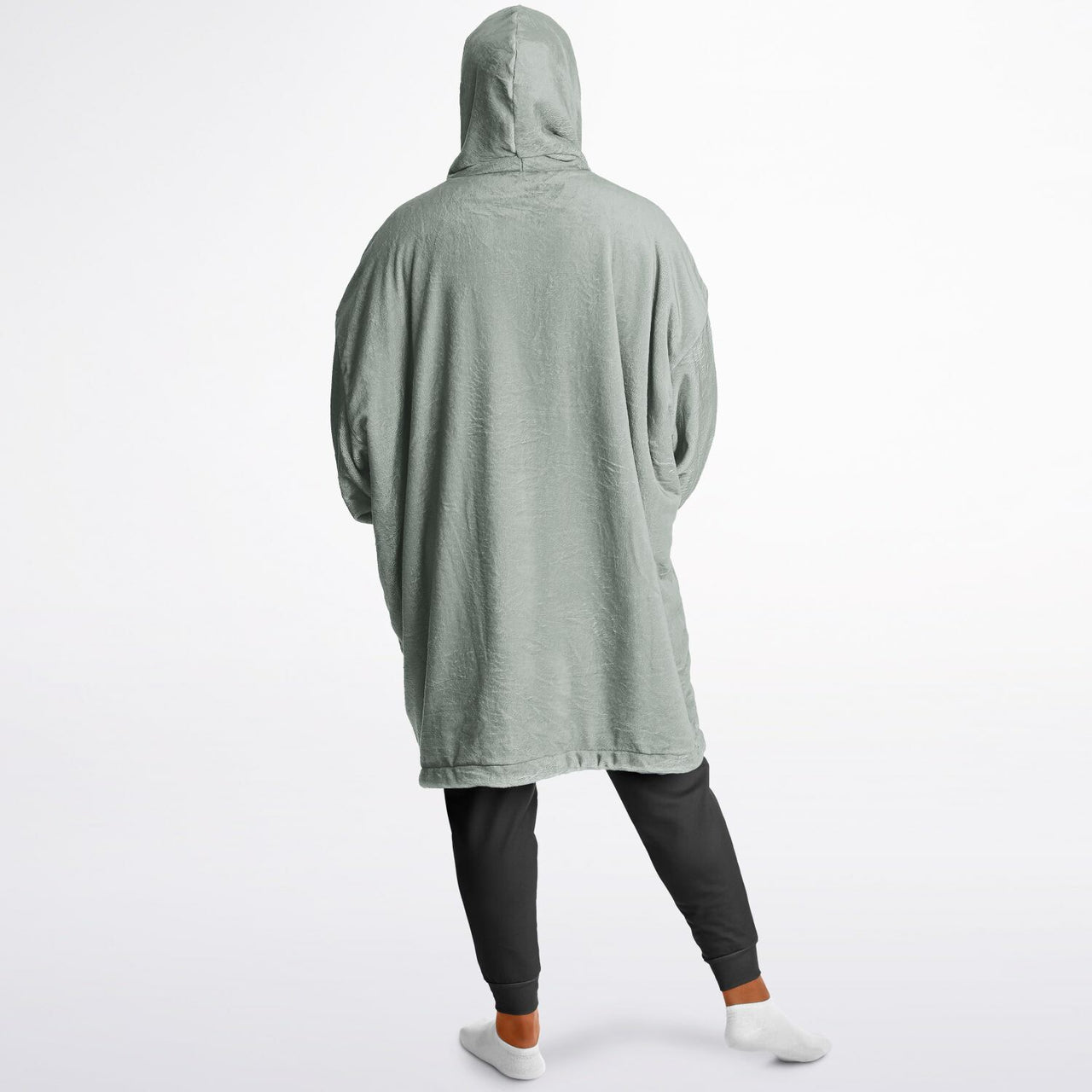 Neutral Ash Gray and Slate Oversized Reversible Hoodie