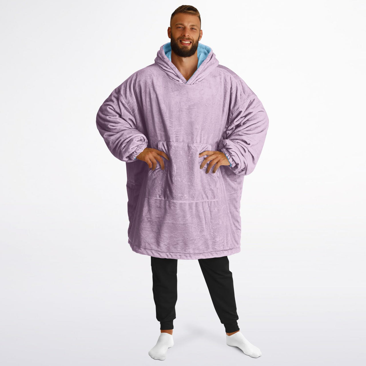 Pastel Sky Blue and Lilac Oversized Reversible Hoodie