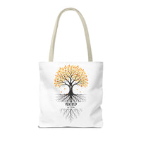 Thumbnail for Rooted Tree of Life Autumn Tote Bag — 'ROOTED IN HIM' Canvas Tote