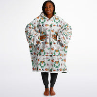Thumbnail for Winter and Green Christmas Pattern Oversized Reversible Hoodie