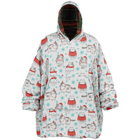Thumbnail for Christmas Pattern Winter Cat and Checkered 1 Oversized Reversible Hoodie