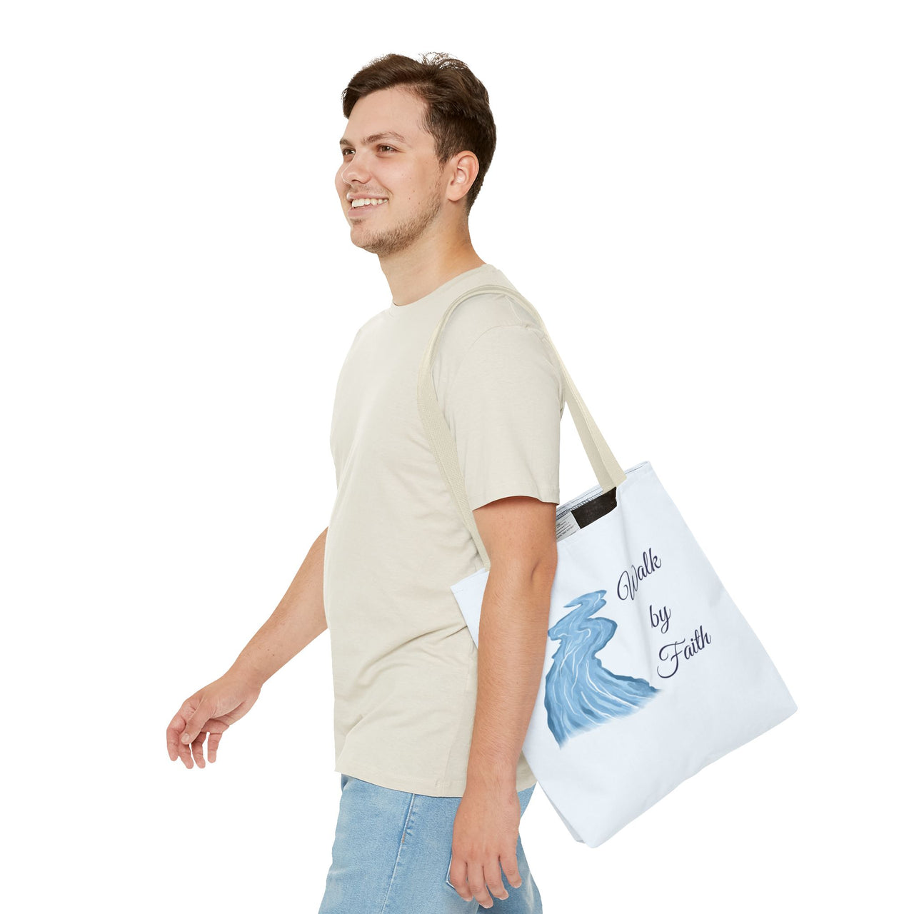 Walk by Faith Tote Bag — Inspirational Scripture Beach Tote