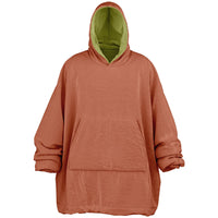 Thumbnail for Earthy Tones Olive Green and Roman Peach Oversized Reversible Hoodie