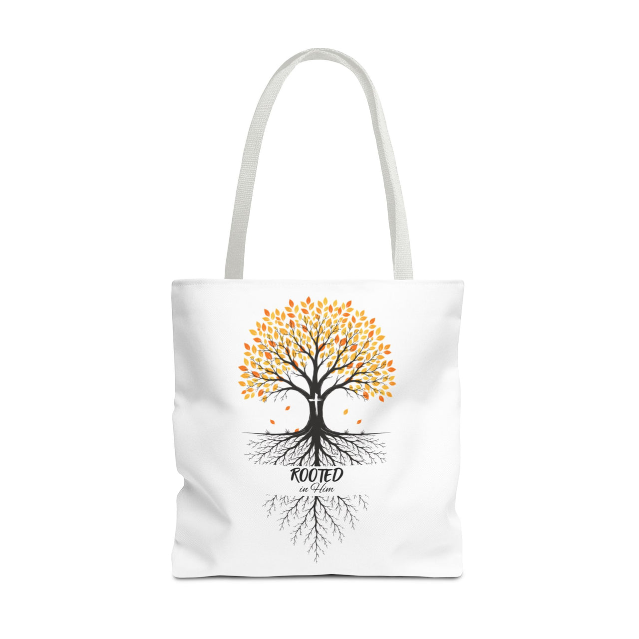 Rooted Tree of Life Autumn Tote Bag — 'ROOTED IN HIM' Canvas Tote