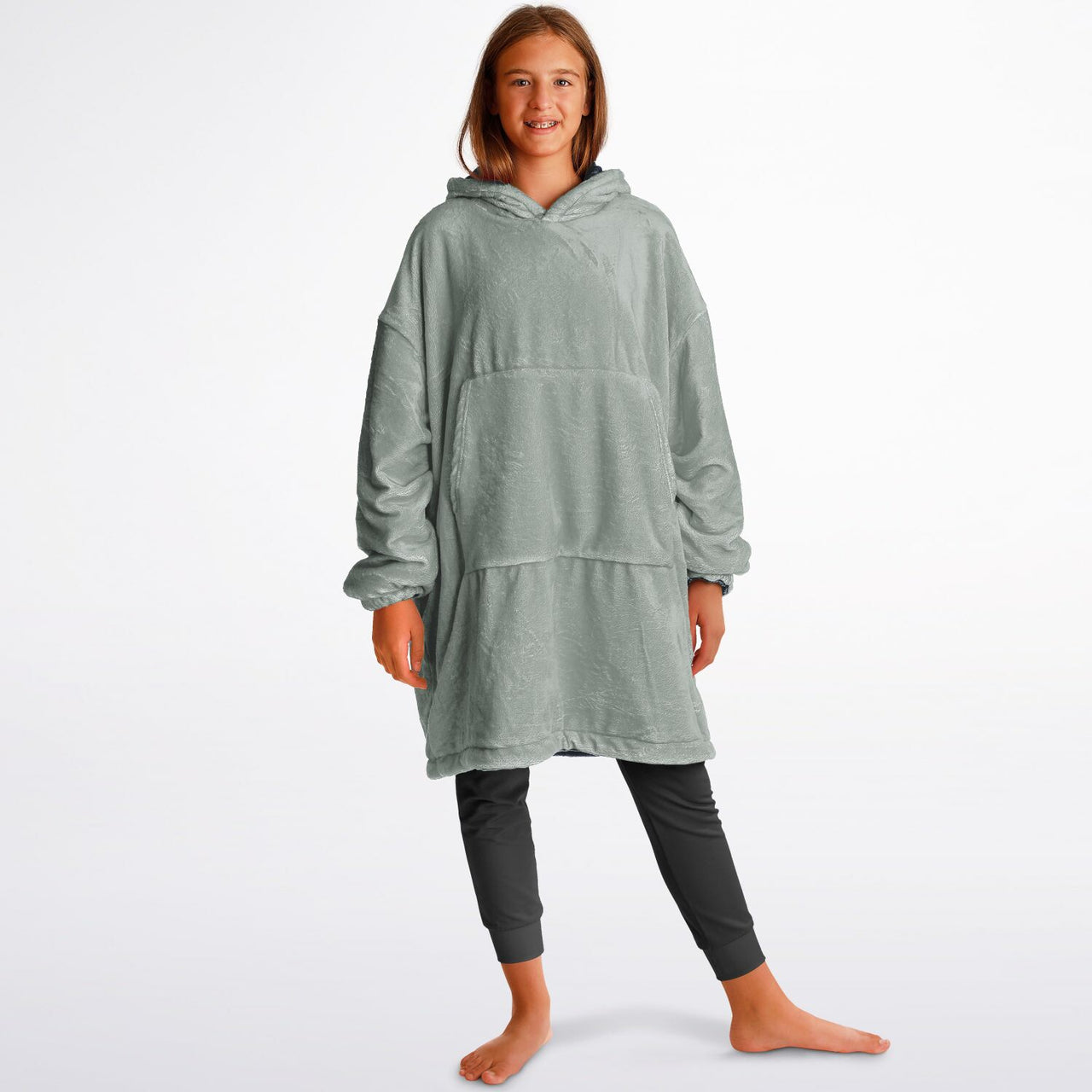 Neutral Slate and Ash Gray Youth Reversible Hoodie