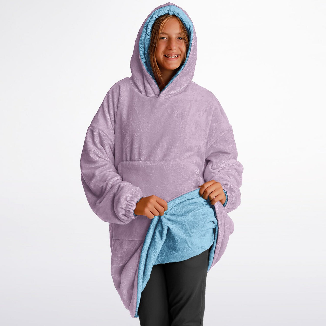 Pastel Lilac and Sky Blue Youth Reversible Hoodie