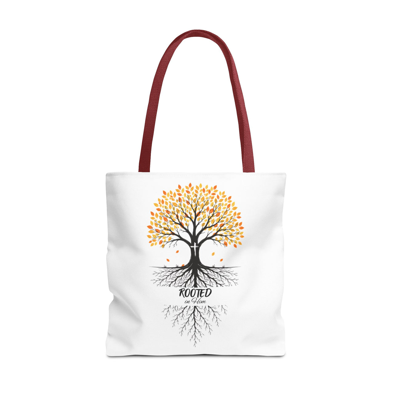 Rooted Tree of Life Autumn Tote Bag — 'ROOTED IN HIM' Canvas Tote
