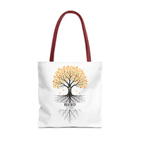 Thumbnail for Rooted Tree of Life Autumn Tote Bag — 'ROOTED IN HIM' Canvas Tote