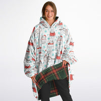 Thumbnail for Christmas Pattern Winter Cat and Checkered 1 Oversized Reversible Hoodie