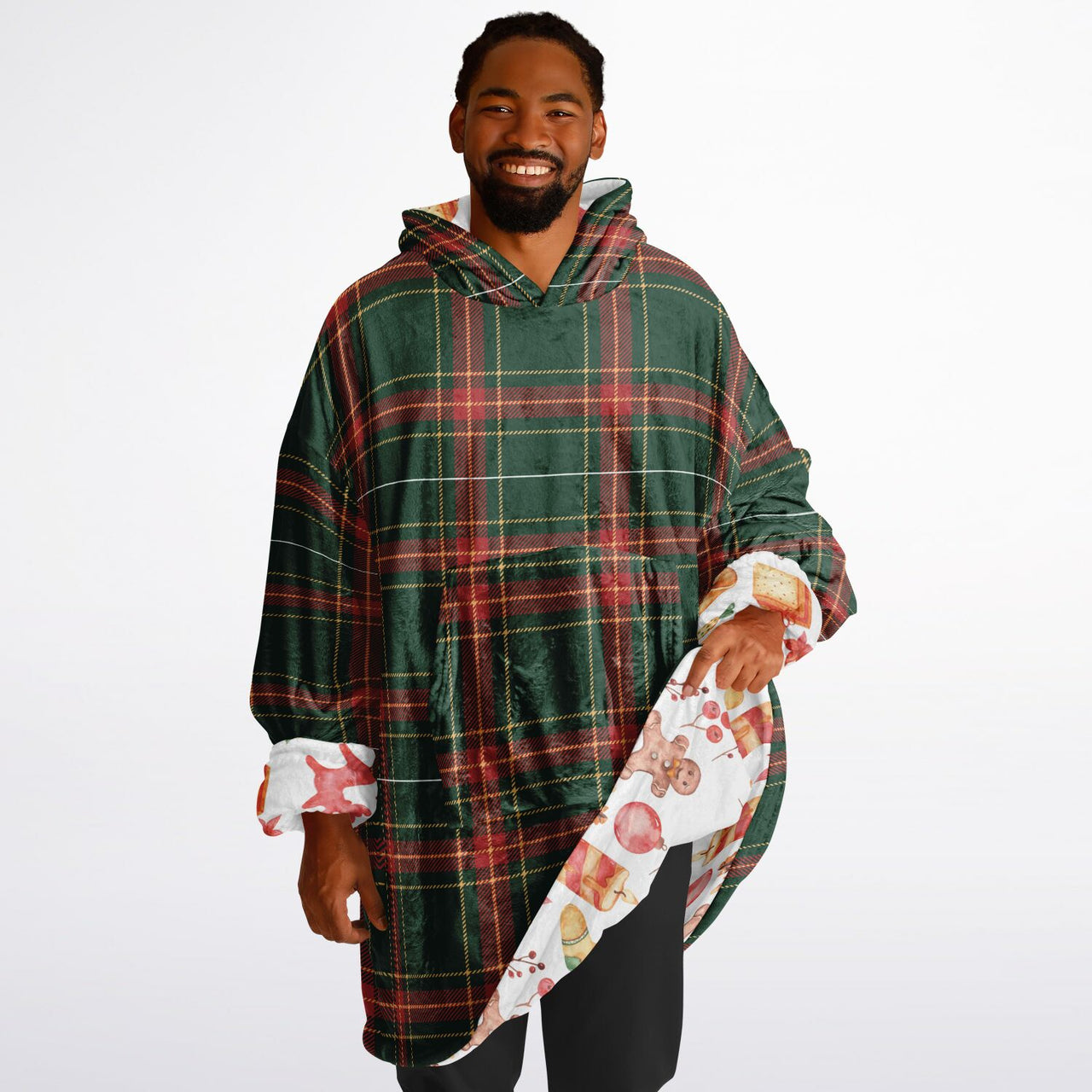 Christmas Pattern Checkered 1 and Red Christmas Oversized Reversible Hoodie