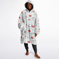 Thumbnail for Christmas Pattern Checkered 2 and Winter Cat Oversized Reversible Hoodie