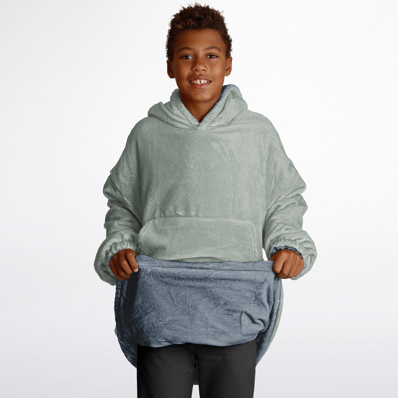 Neutral Slate and Ash Gray Youth Reversible Hoodie
