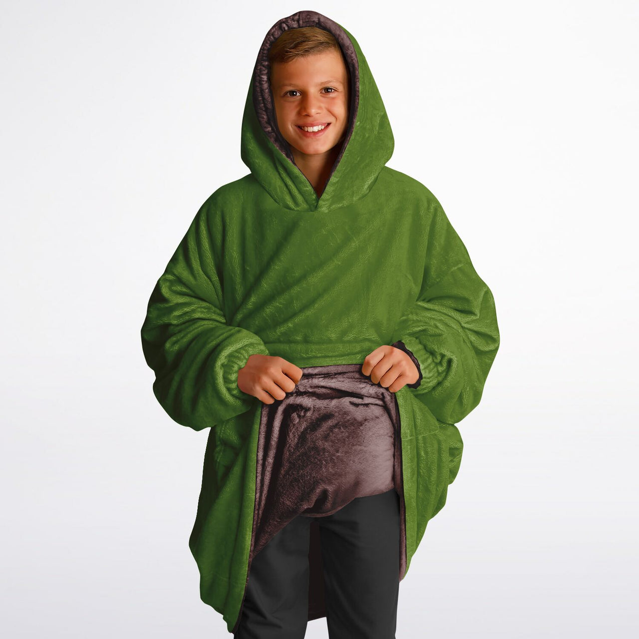 Earthy Tones Rose Taupe and Olive Drab Youth Reversible Hoodie