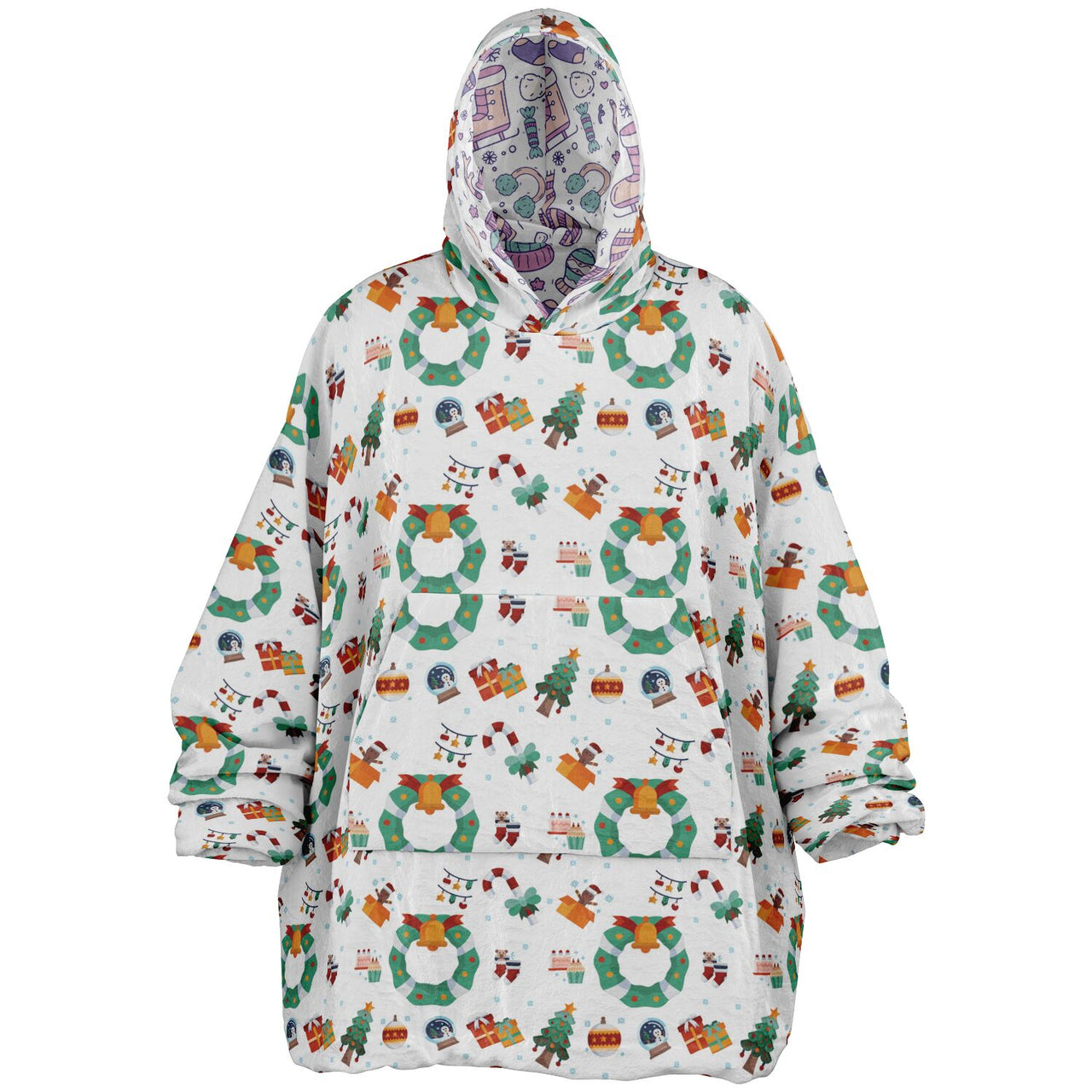 Christmas Pattern Winter Bear and Winter_Christmas Oversized Reversible Hoodie