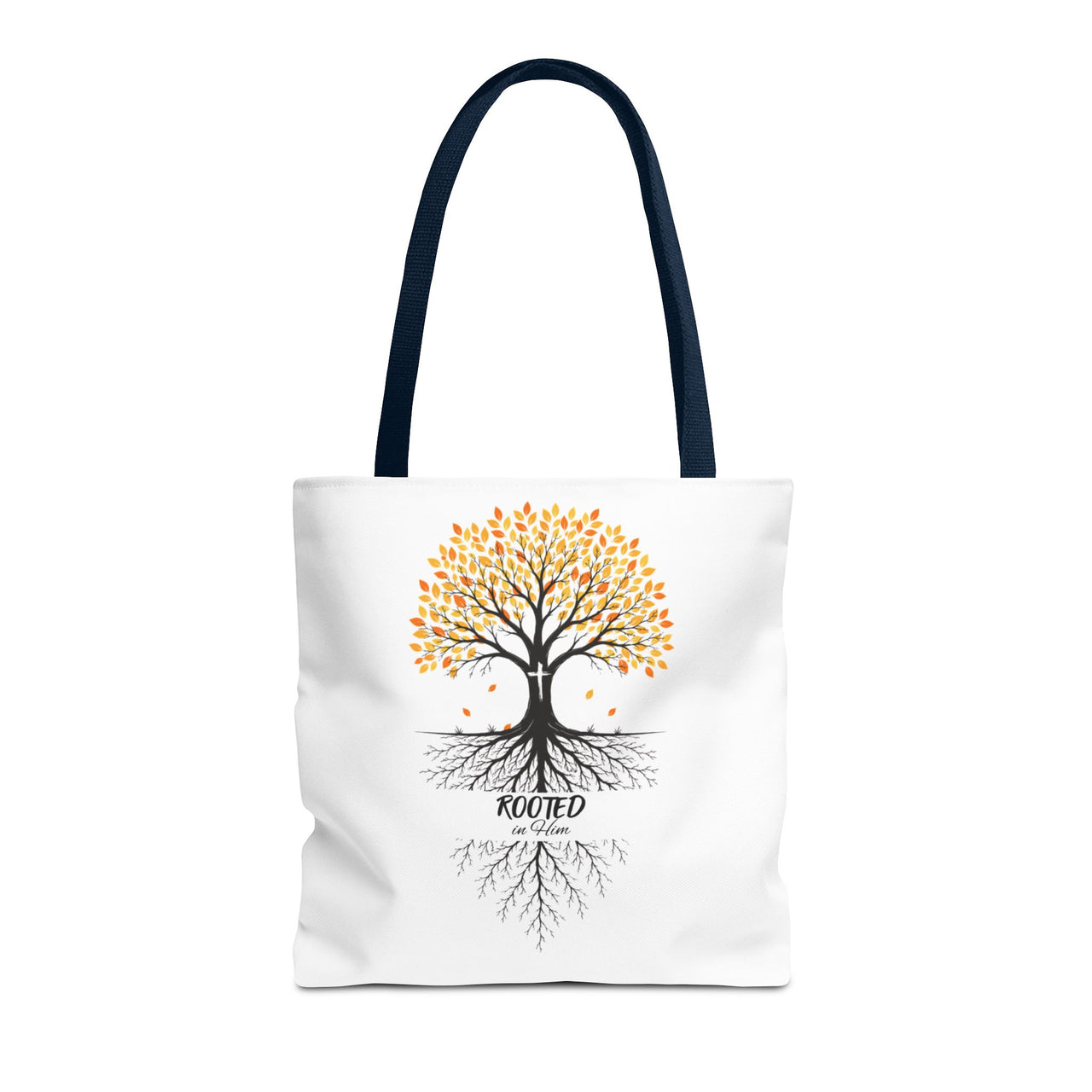 Rooted Tree of Life Autumn Tote Bag — 'ROOTED IN HIM' Canvas Tote