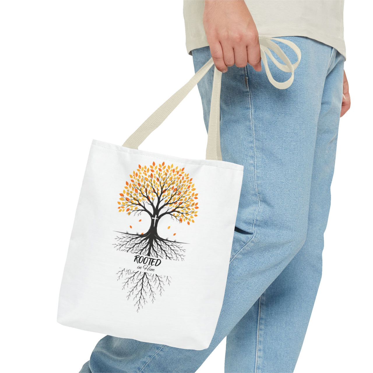 Rooted Tree of Life Autumn Tote Bag — 'ROOTED IN HIM' Canvas Tote