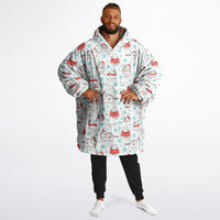 Thumbnail for Christmas Pattern Winter Cat and Checkered 1 Oversized Reversible Hoodie