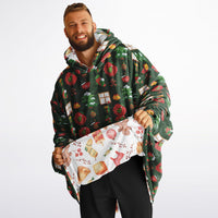 Thumbnail for Green Christmas and Red Christmas Pattern Oversized Reversible Hoodie