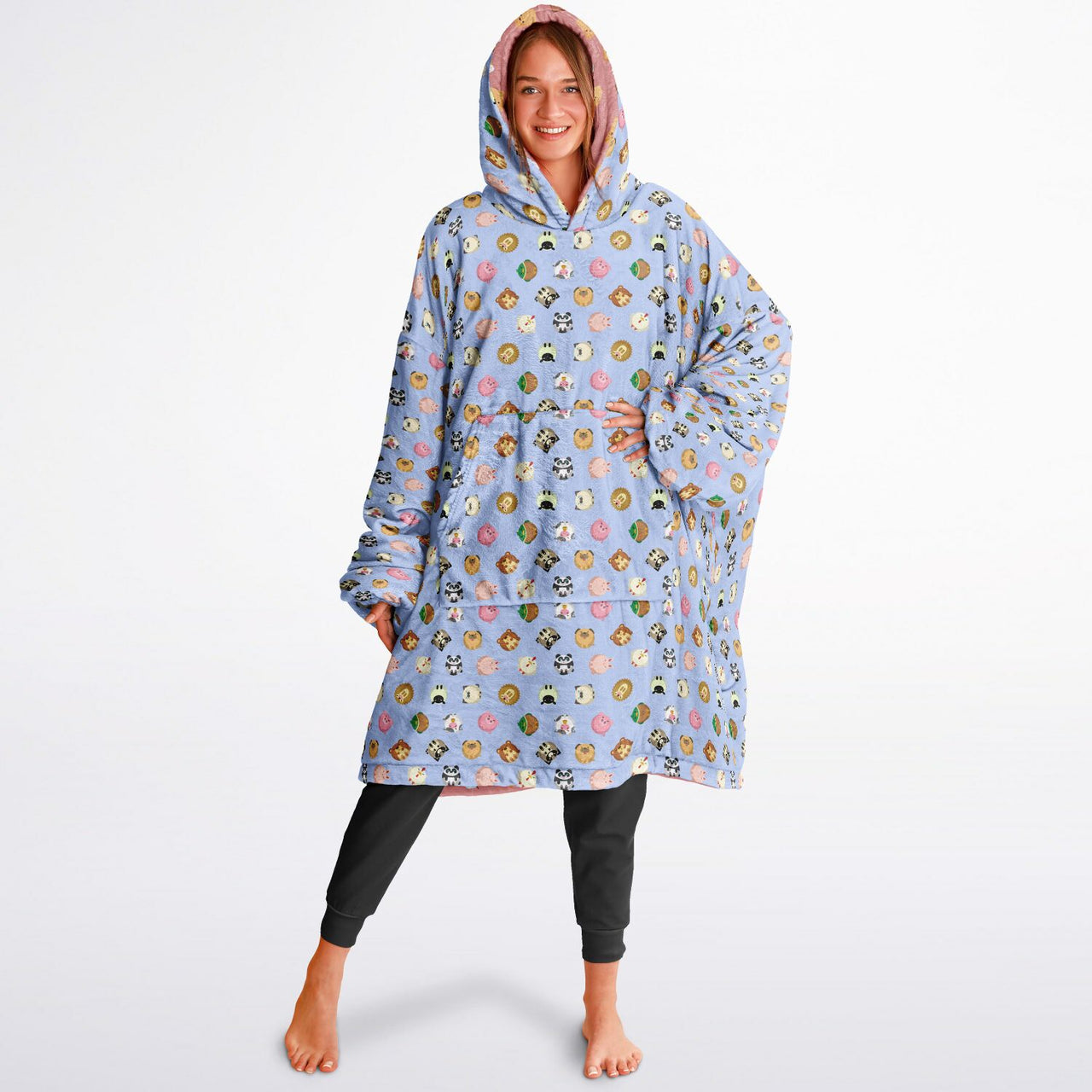 Animal 1 and Smores Pattern Oversized Reversible Hoodie