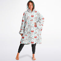 Thumbnail for Christmas Pattern Checkered 2 and Winter Cat Oversized Reversible Hoodie