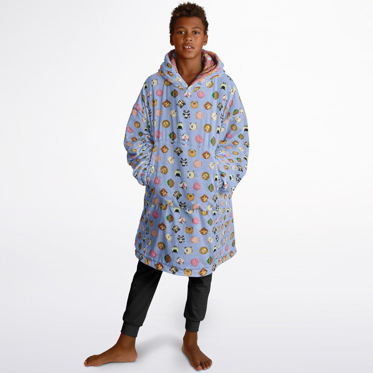 Smores and Animal 1 Pattern Oversized Youth Reversible Hoodie