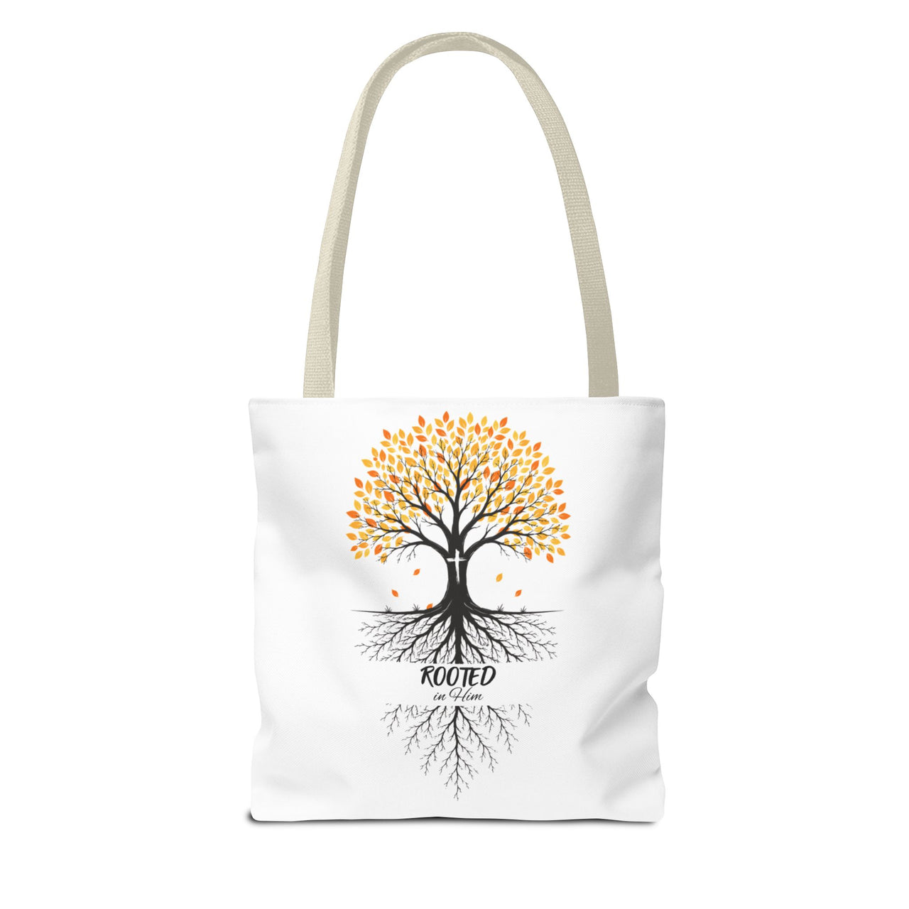 Rooted Tree of Life Autumn Tote Bag — 'ROOTED IN HIM' Canvas Tote