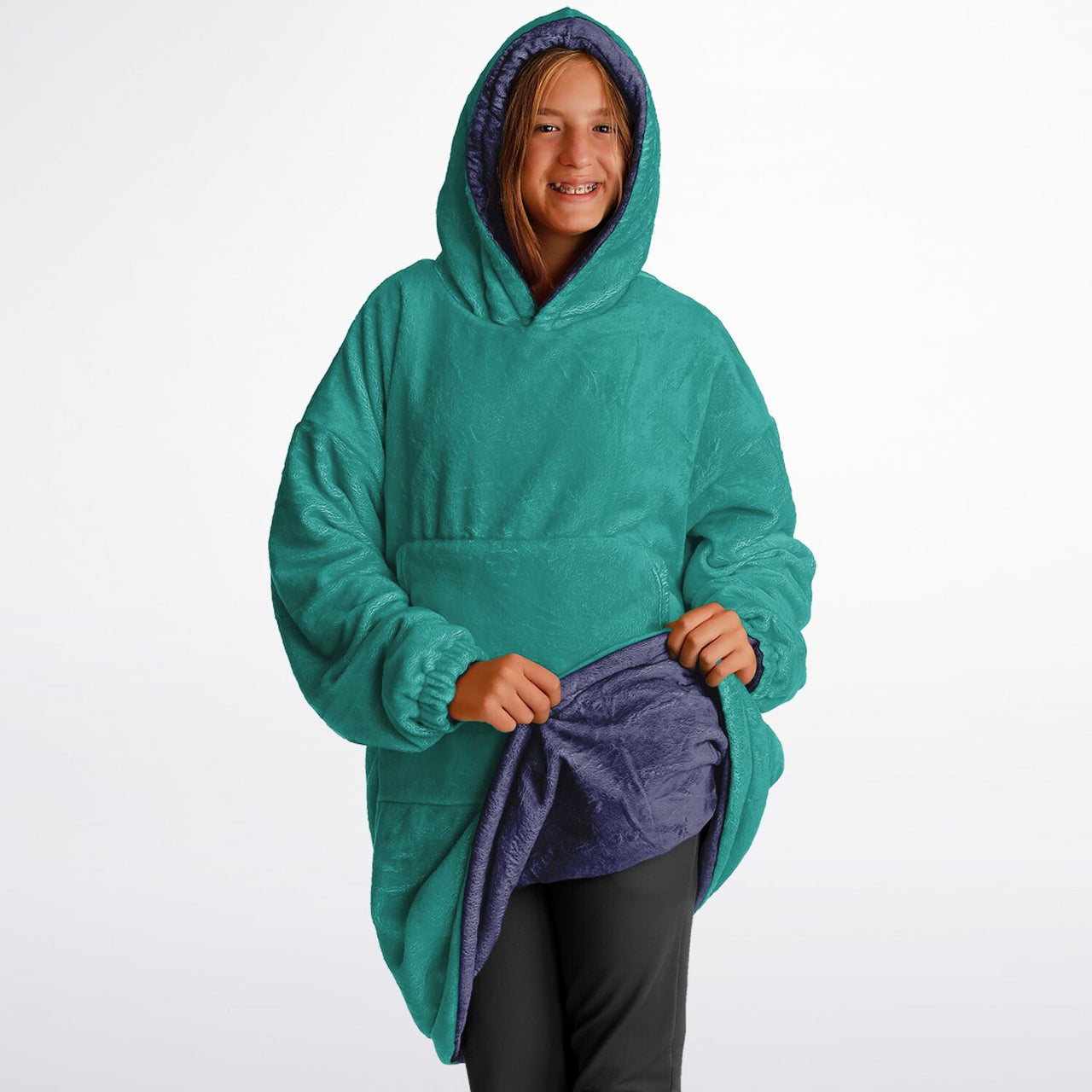 Jewel Emeral Green ang Deep Amethyst Youth Reversible Hoodie