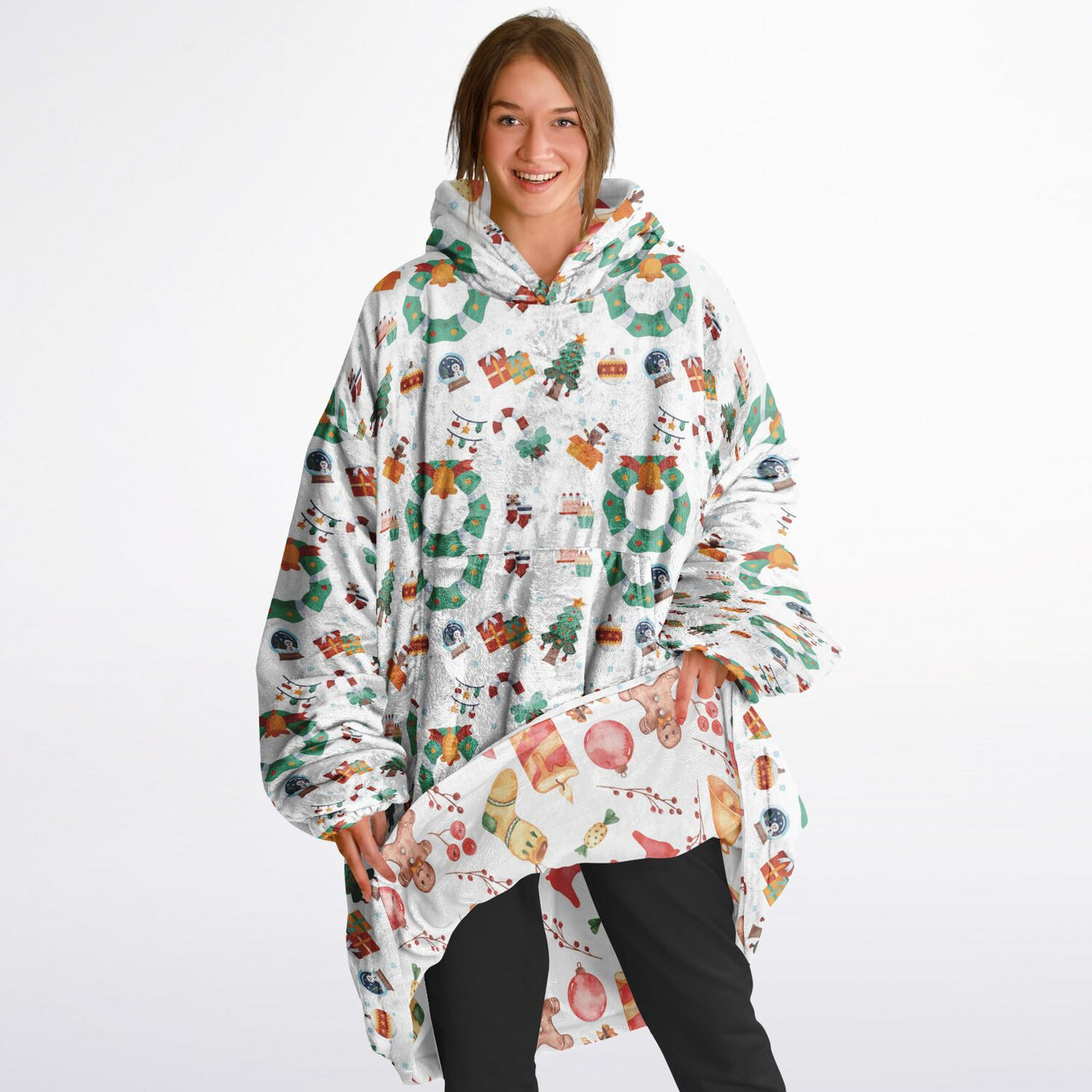 Christmas Pattern Winter Christmas and Red Christmas Oversized Reversible Hoodie