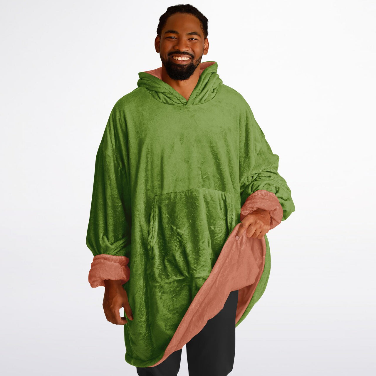 Earthy Tones Olive Drab and Roman Peach Oversized Reversible Hoodie