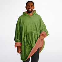 Thumbnail for Earthy Tones Olive Drab and Roman Peach Oversized Reversible Hoodie