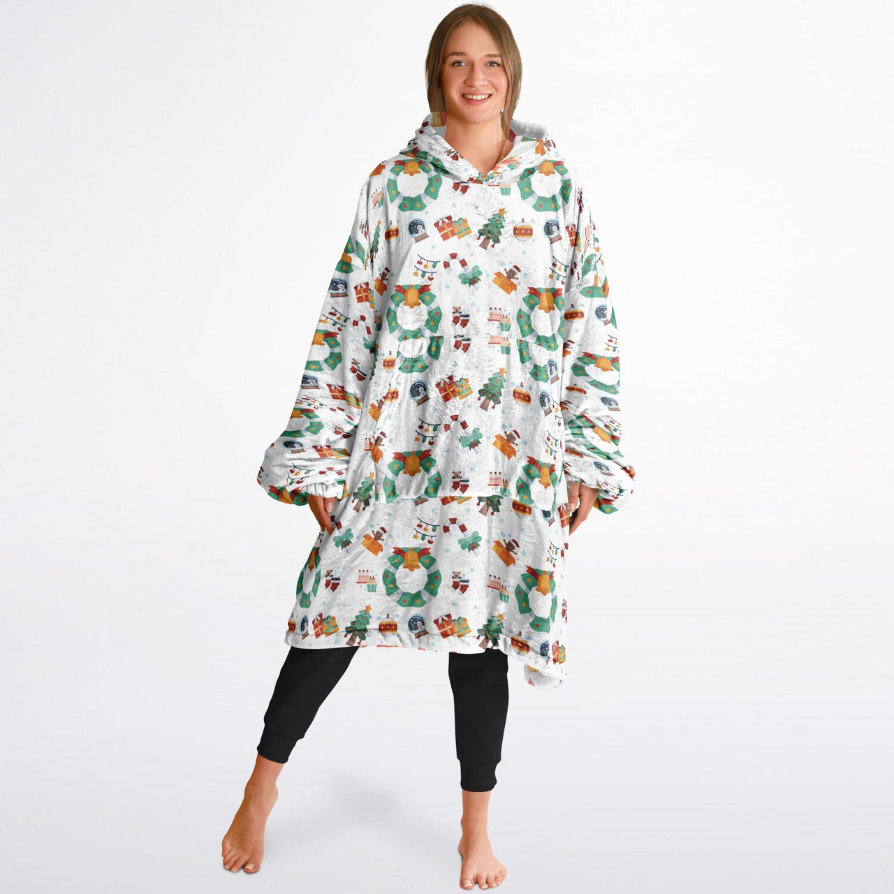 Christmas Pattern Winter Christmas and Red Christmas Oversized Reversible Hoodie