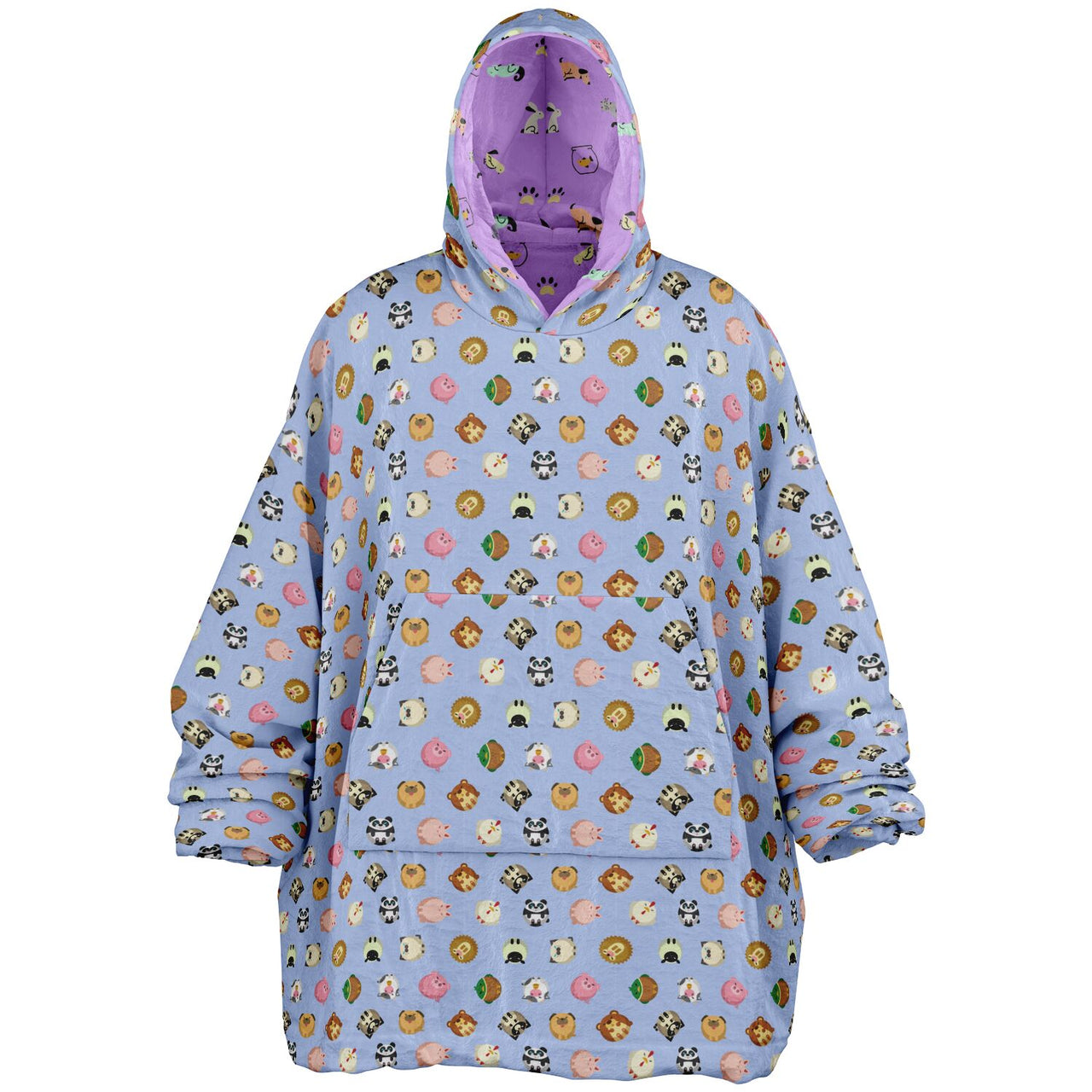 Animal 2and  Animal 1 Pattern Design Oversized Reversible Hoodie