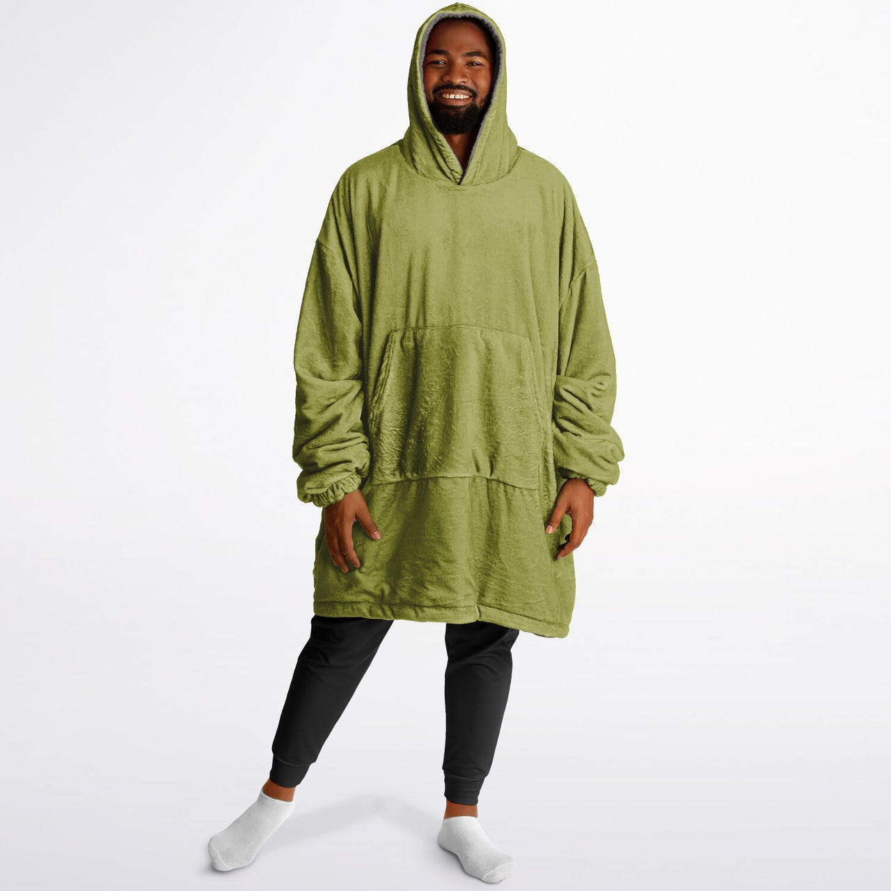 Earthy Tones Sandstone and Olive Green Oversized Reversible Hoodie
