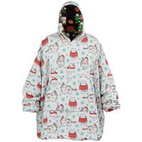 Thumbnail for Christmas Pattern Winter Cat and Green Christmas Oversized Reversible Hoodie