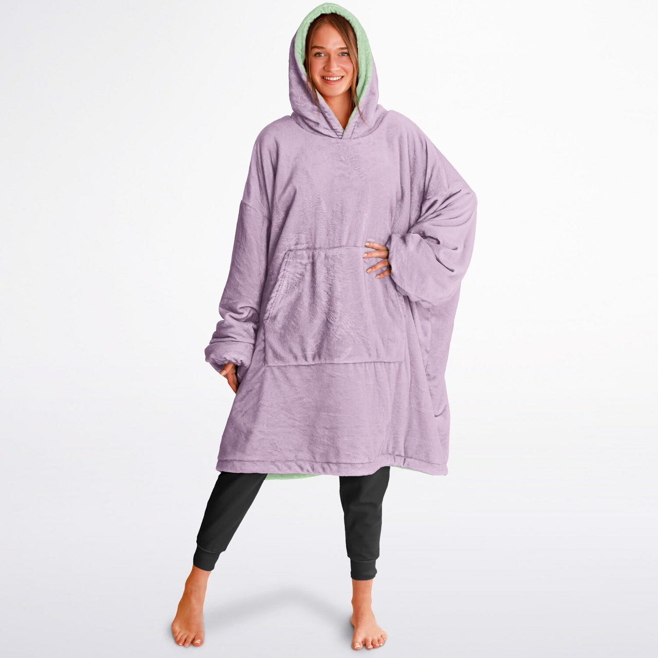 Pastel Lilac and Pistachio Green Oversized Reversible Hoodie