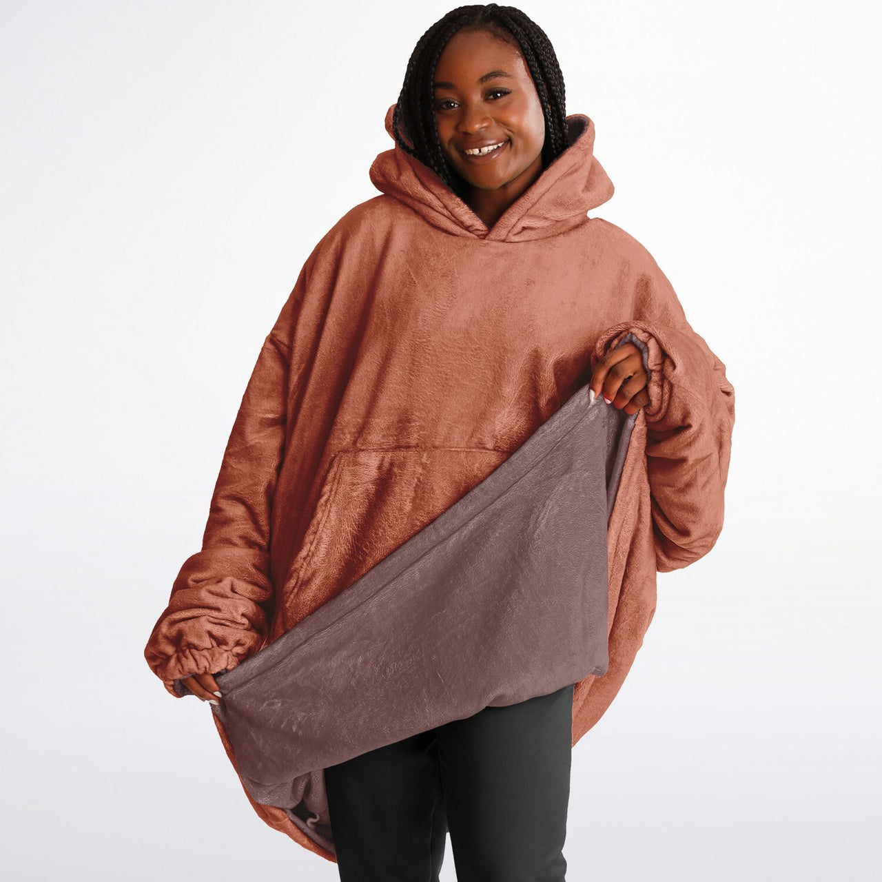 Earthy Tones Roman Peach and Rose Taupe Oversized Reversible Hoodie