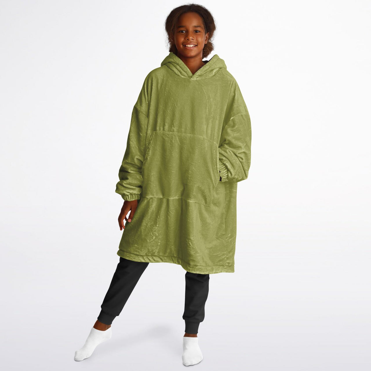 Earthy Tones Olive Green and Rose Taupe Youth Reversible Hoodie