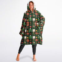 Thumbnail for Christmas Pattern Winter Cat and Green Christmas Oversized Reversible Hoodie