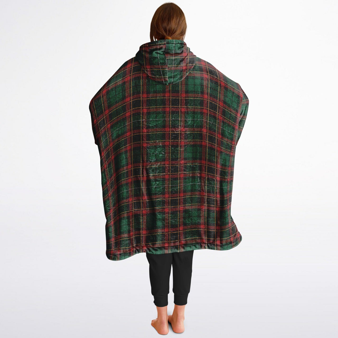 Christmas Pattern Checkered 2 and Winter Cat Oversized Reversible Hoodie