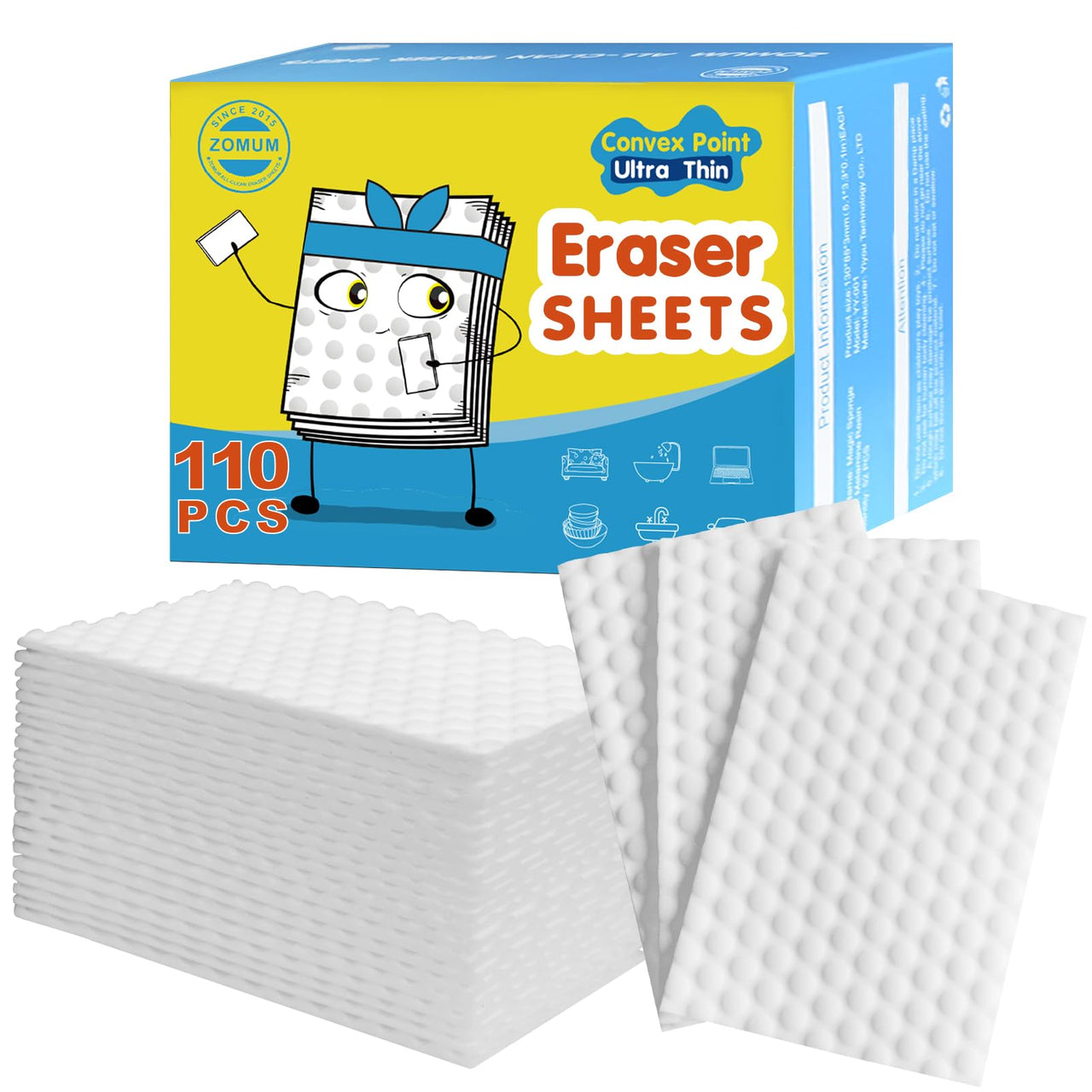 110 PCS Upgrade Convex Point Magic Sponge Eraser SheetsDisposable Portable Magic Cleaning Eraser Thin Wipes for Kitchenware Bathroom Shoe Sink Car Interiors Hard-to-Reach Places