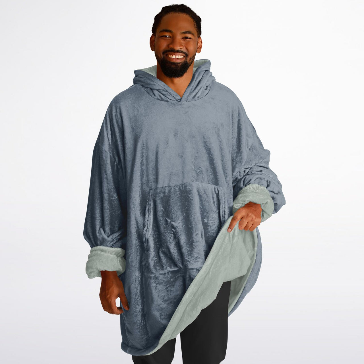 Neutral Ash Gray and Slate Oversized Reversible Hoodie