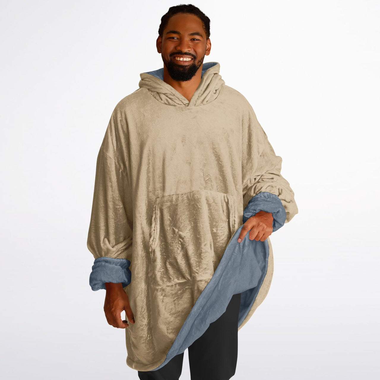 Neutral Slate and Sand Oversized Reversible Hoodie