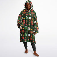 Thumbnail for Christmas Pattern Winter Cat and Green Christmas Oversized Reversible Hoodie