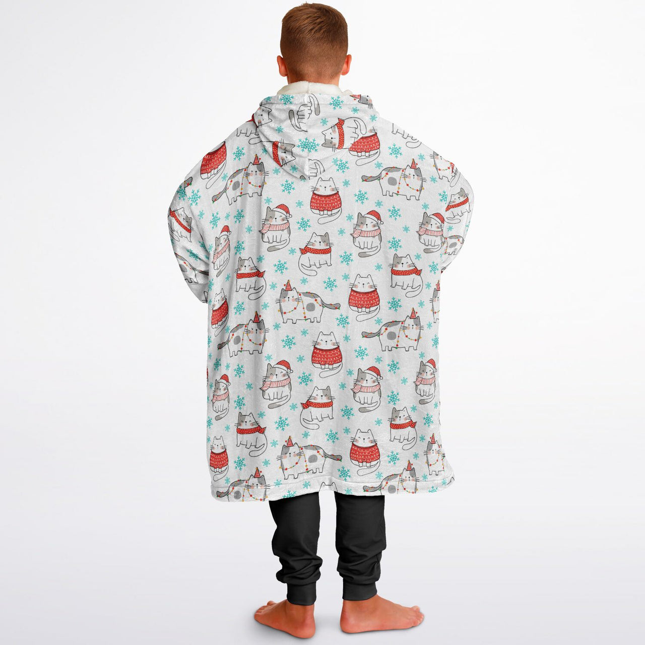 Christmas Pattern Winter Cat Youth Standard Hoodie