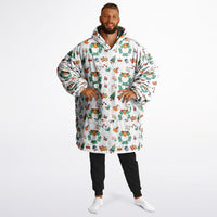 Thumbnail for Winter and Green Christmas Pattern Oversized Reversible Hoodie