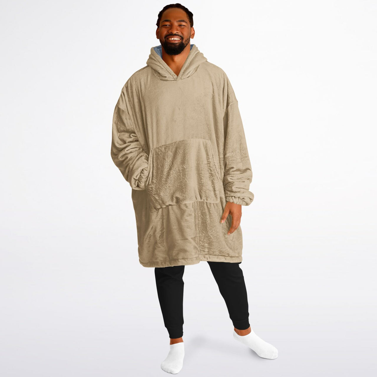 Neutral Slate and Sand Oversized Reversible Hoodie