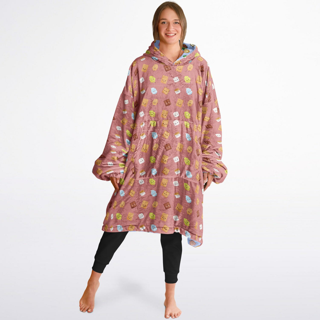 Animal 1 and Smores Pattern Oversized Reversible Hoodie