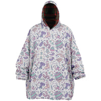 Thumbnail for Christmas Pattern Checkered 2 and Winter Bear Oversized Reversible Hoodie